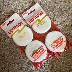 Vintage NIP Upstage 2 Pack Satin Top Velour Powder Makeup Puffs 2 1/8” (2pc)